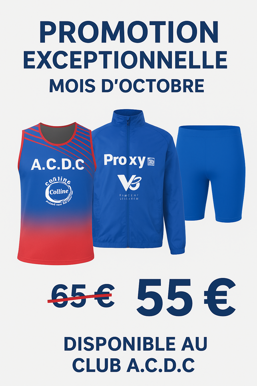 Pack exclusif A.C.D.C – Nouveau maillot, k-way et boxer. Profitez de la promo exceptionnelle d’octobre : 55 € au lieu de 65 €